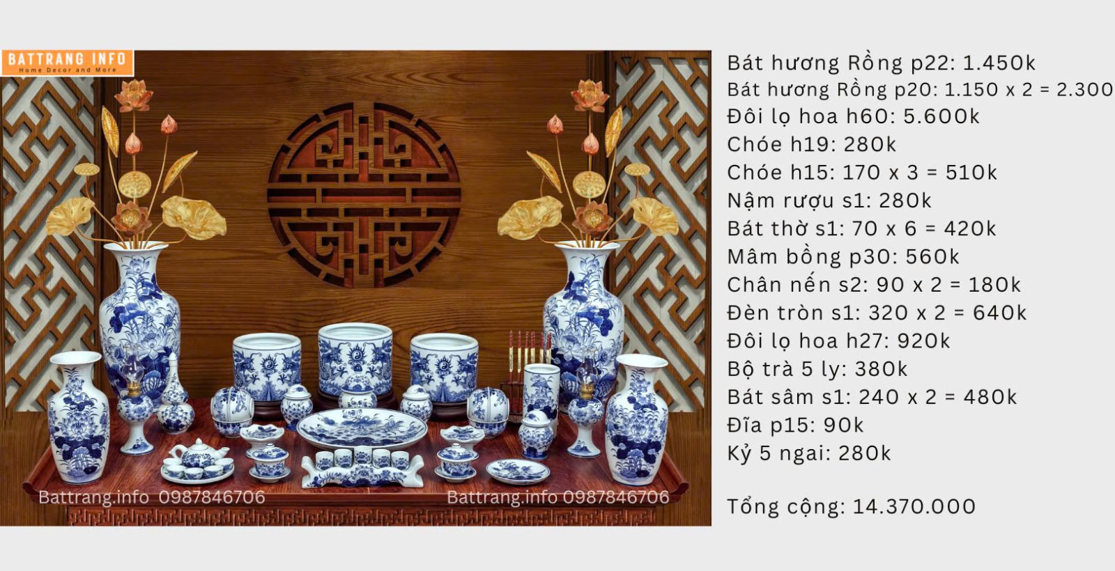 Cách Chọn Bộ Đồ Thờ Bát Tràng Chuẩn Nhất Cho Bàn Thờ Treo Tường Mini