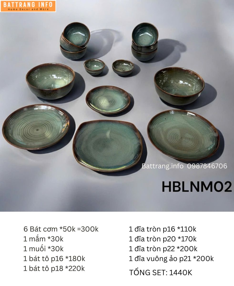 BỘ ĐỒ ĂN MEN HOẢ BIẾN LAM NGỌC