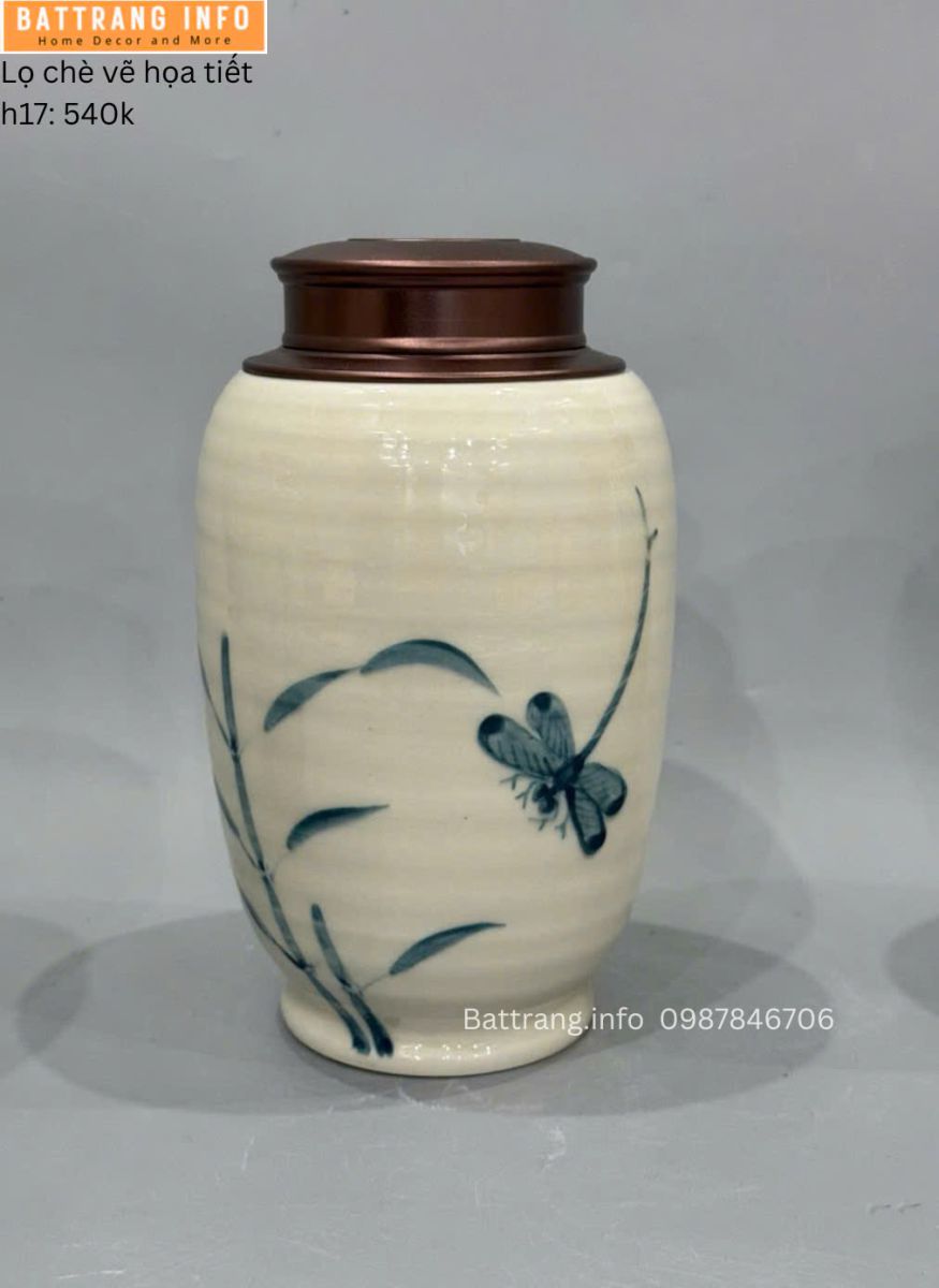 LỌ CHÈ VẼ HOẠ TIẾT CHUỒN H17