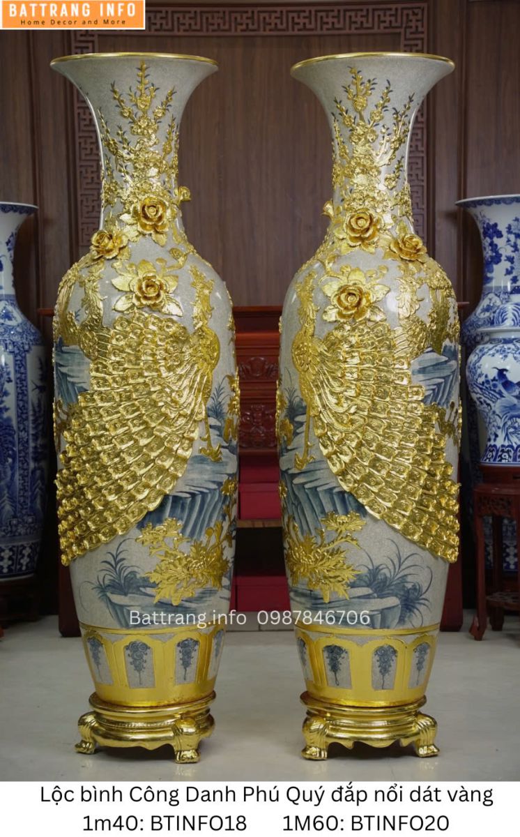 LỘC BÌNH CÔNG DANH PHÚ QUÝ ĐẮP NỔI DÁT VÀNG 1M6