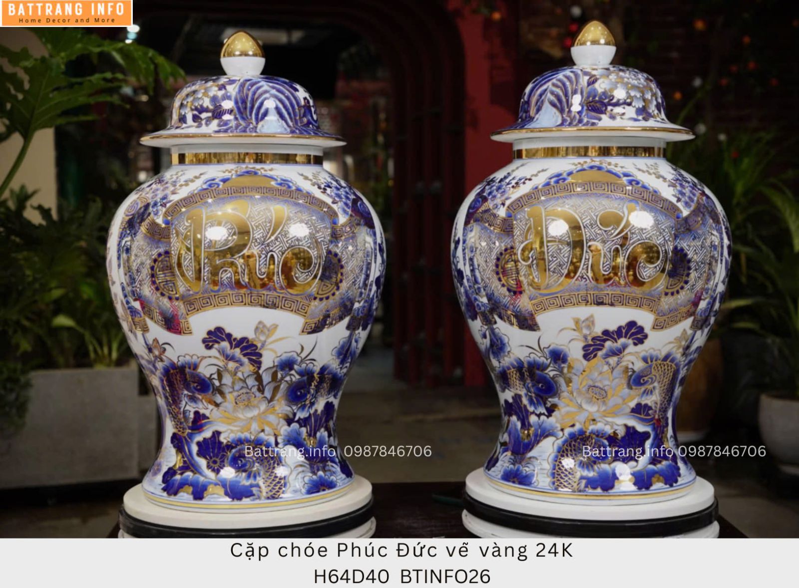 CẶP CHOÉ PHÚC ĐỨC VẼ VÀNG 24K