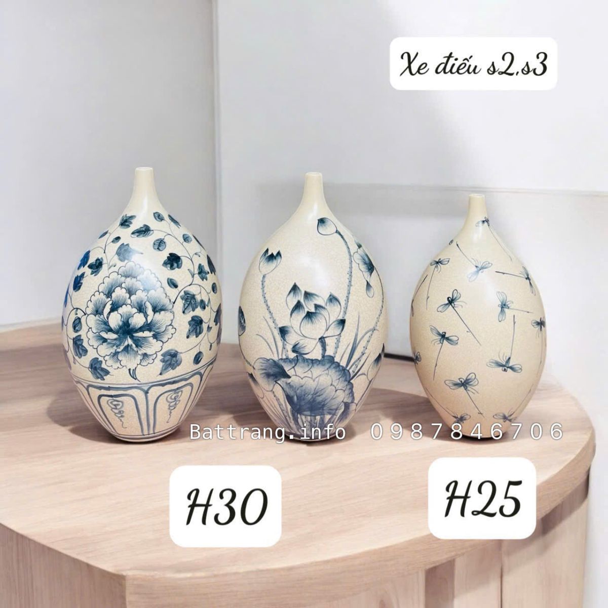 LỌ HOA XE ĐIẾU S3 CAO 25CM