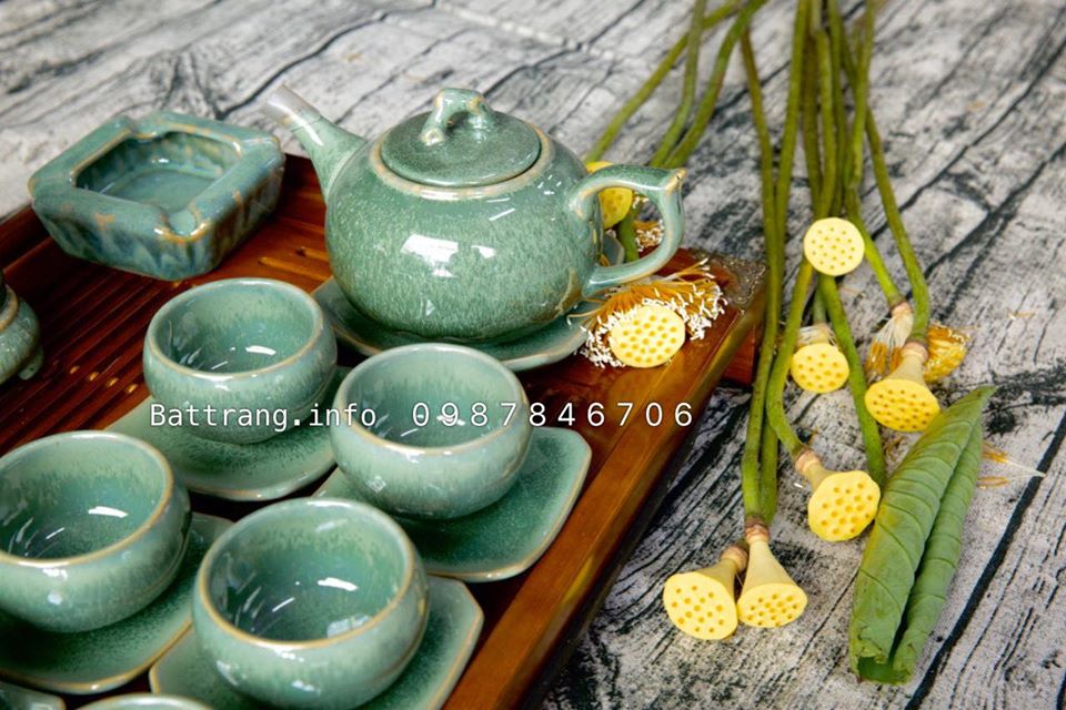 Bộ ấm pha trà gốm sứ Bát Tràng
