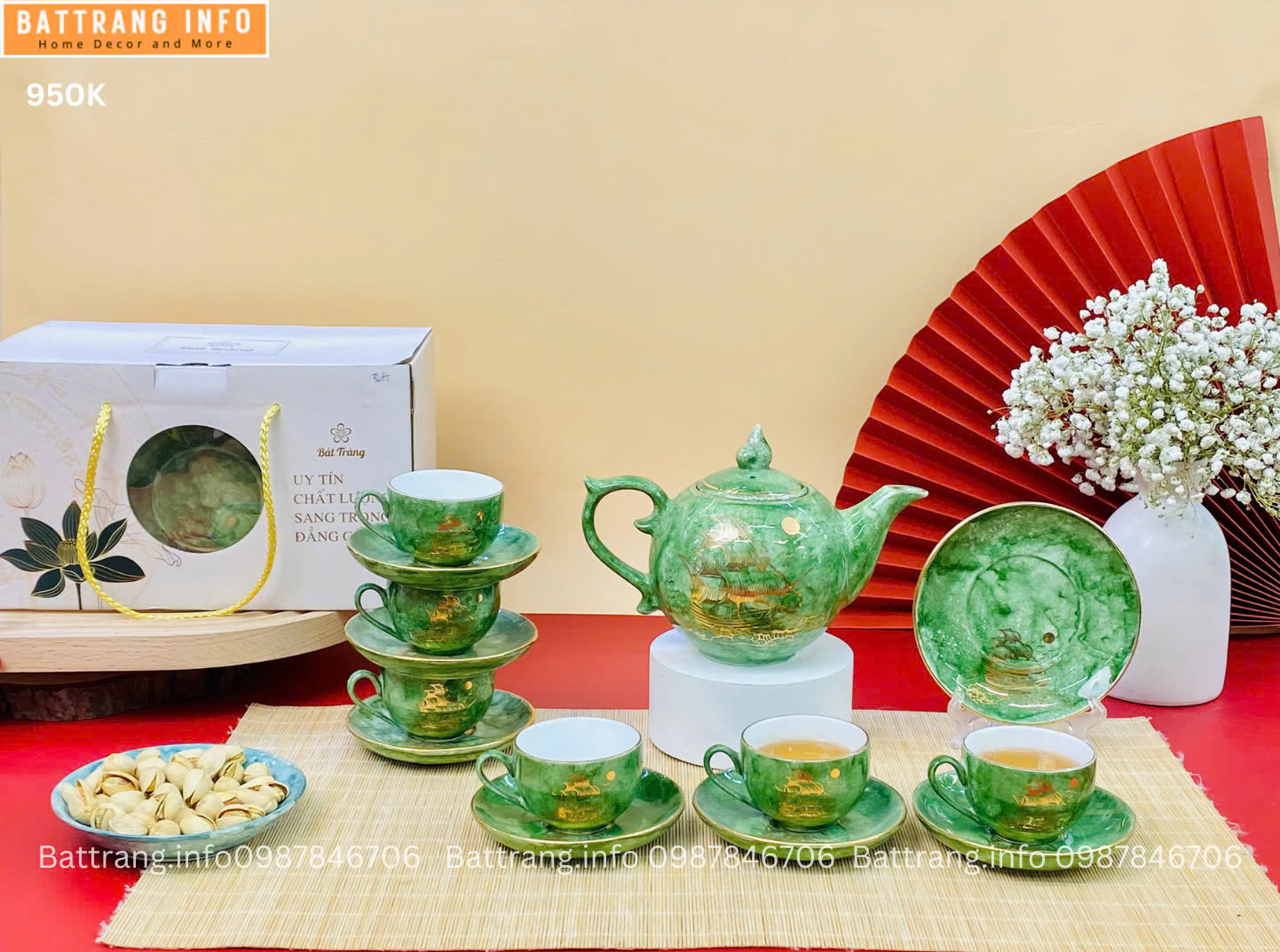 Bộ ấm chén men đá cao cấp Bát Tràng