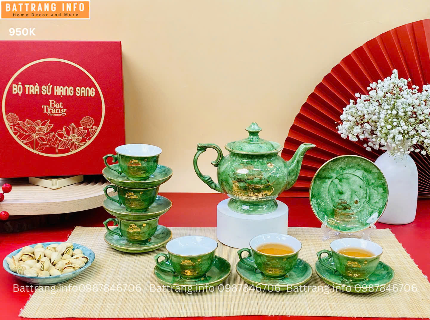 Bộ ấm chén men đá cao cấp Bát Tràng