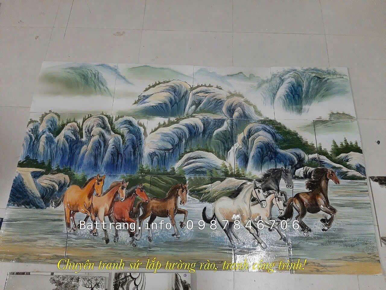 Tranh Gốm Ghép Mảnh Trang Trí Sân Vườn Gốm Bát Tràng