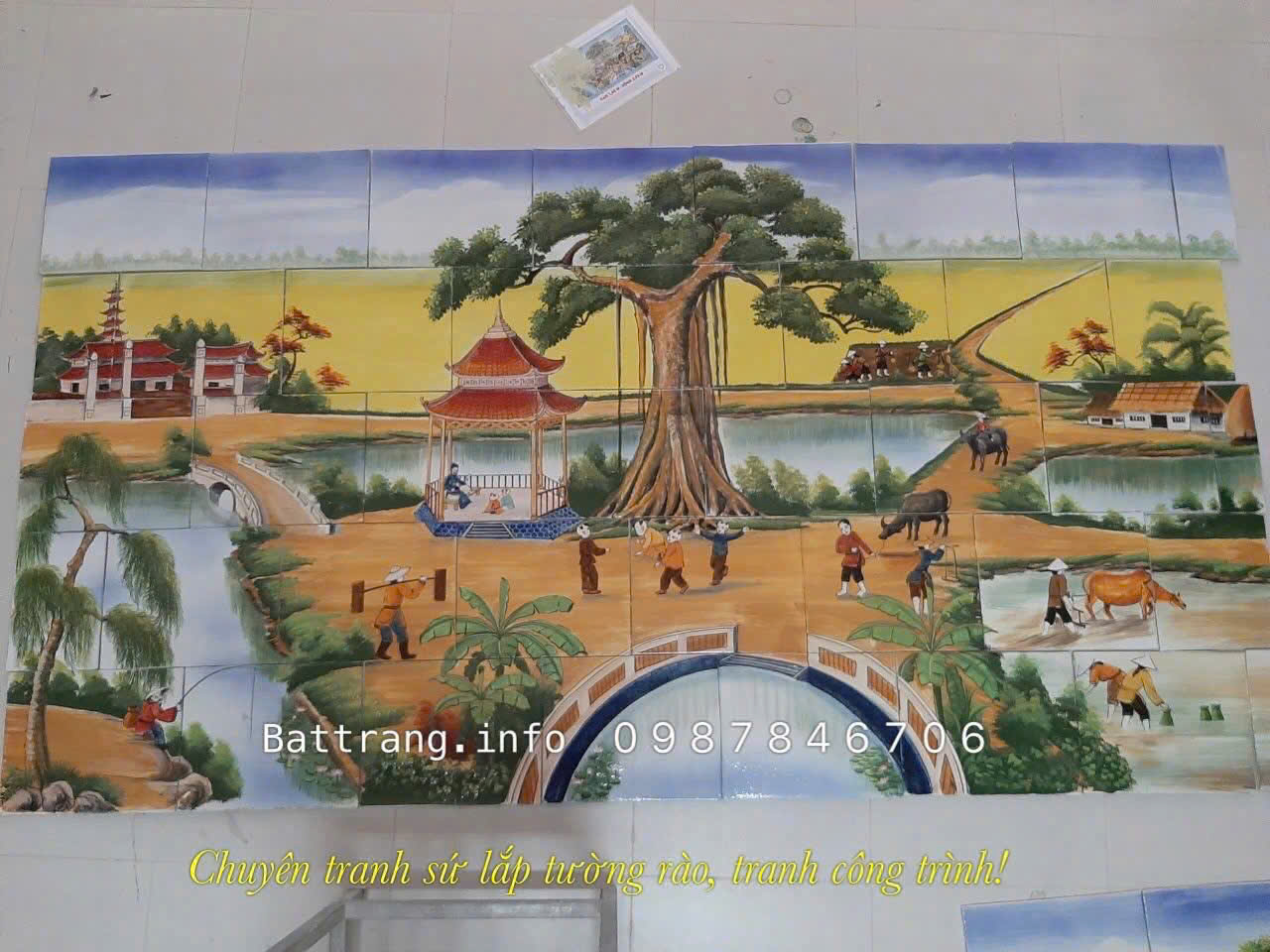 Tranh Gốm Ghép Mảnh Trang Trí Sân Vườn Gốm Bát Tràng