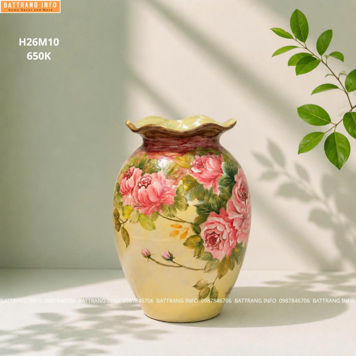 Lọ Hoa Vẽ Tay Cao Cấp Bát Tràng
