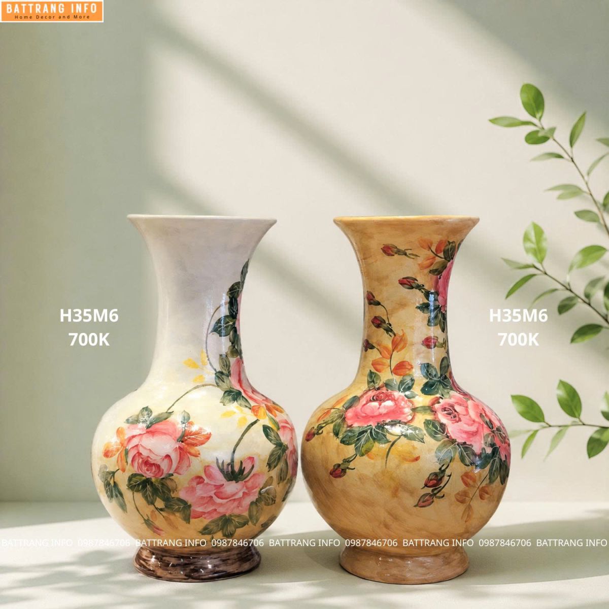 Lọ Hoa Vẽ Tay Cao Cấp Bát Tràng