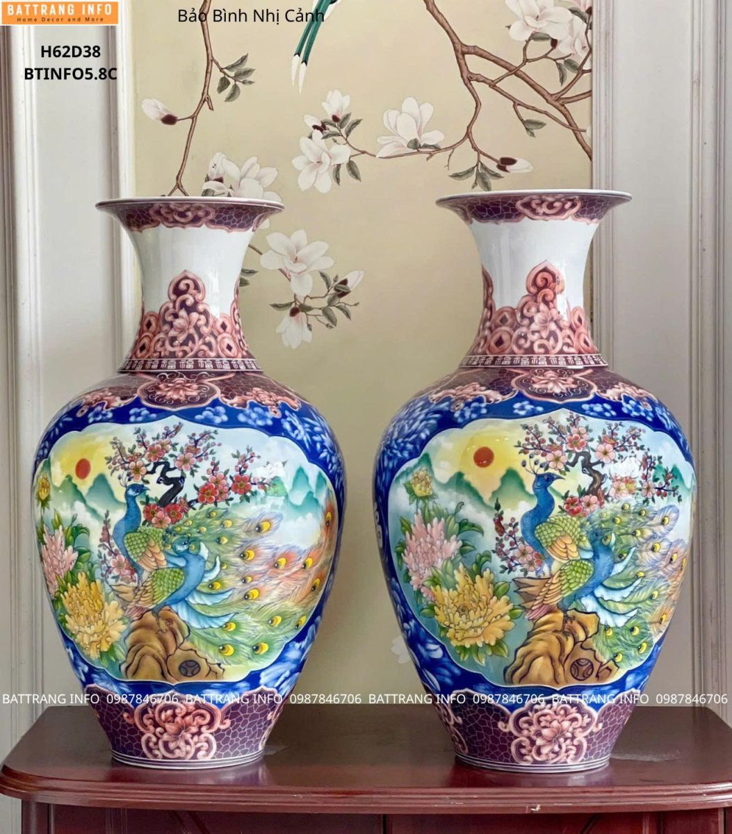 Mua Bảo Bình Nhị Cảnh Thuận Buồm Xuôi Gió & Công Danh Phú Quý Cao 62cm Cao Cấp Bát Tràng Ở Đâu ?