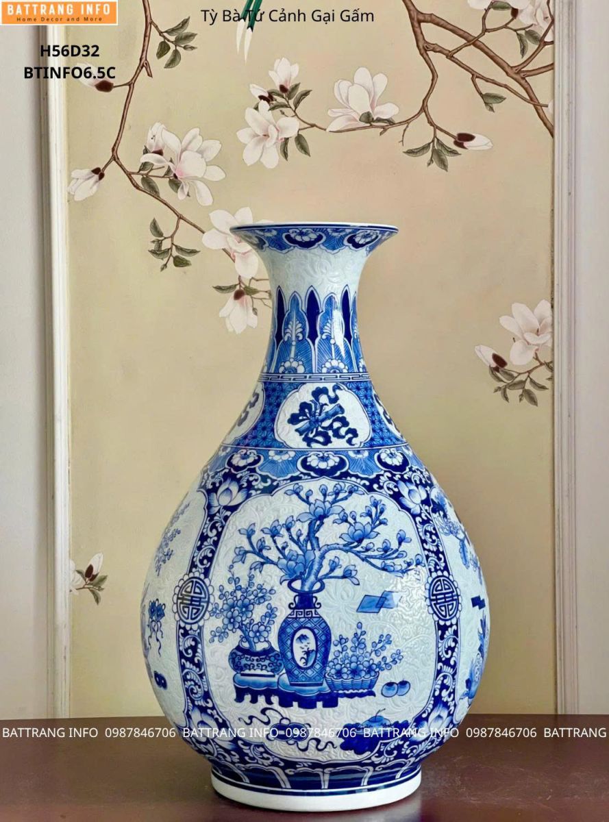Mua bình tỳ bà tứ cảnh gại gấm cao 56cm ở đâu giá rẻ