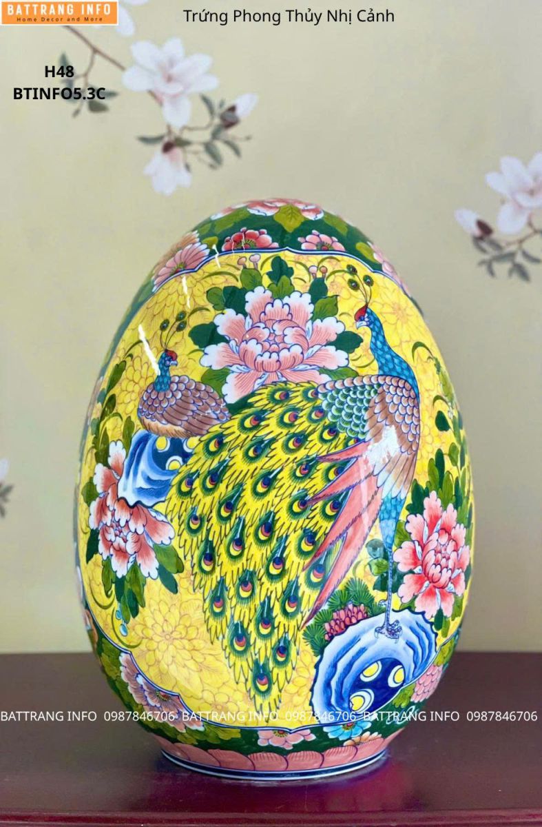 Mua trứng phong thuỷ nhị cảnh Thuận buồm xuôi gió & Công danh phú quý cao 48cm ở đâu uy tín?