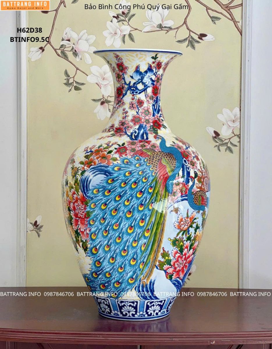 Bảo Bình Công Danh Phú Quý Gấm Cao 62cm Cao Cấp Bát Tràng – Tuyệt Tác Phong Thủy Mang Tài Lộc Và Thành Công