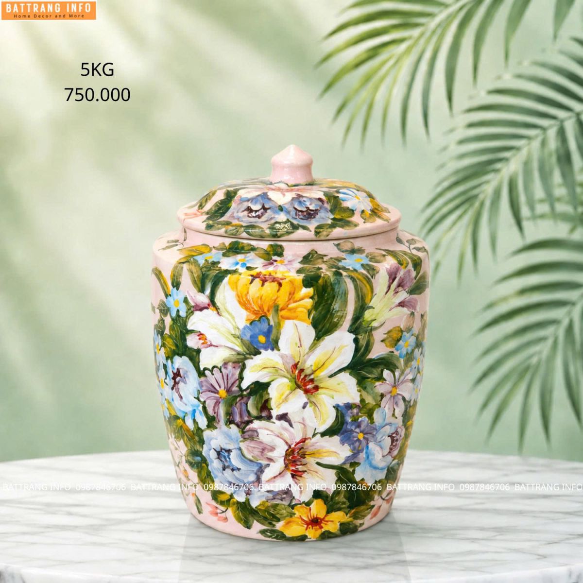 Hũ gạo Bát Tràng cao cấp 5kg