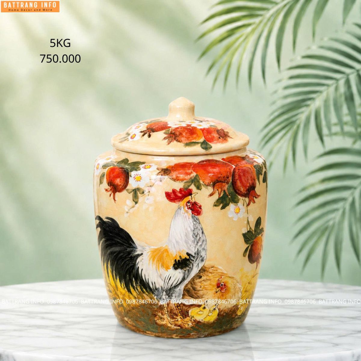 Hũ gạo Bát Tràng cao cấp 5kg