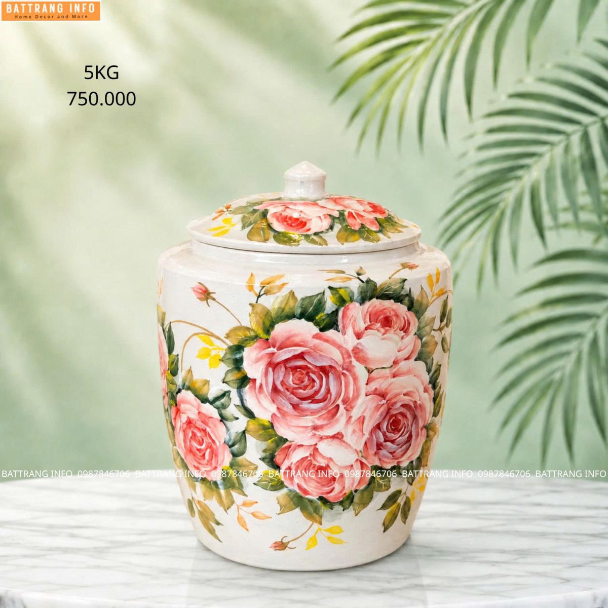 Hũ gạo Bát Tràng cao cấp 5kg
