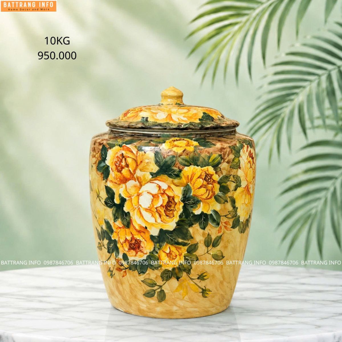 Hũ gạo Bát Tràng cao cấp 10kg