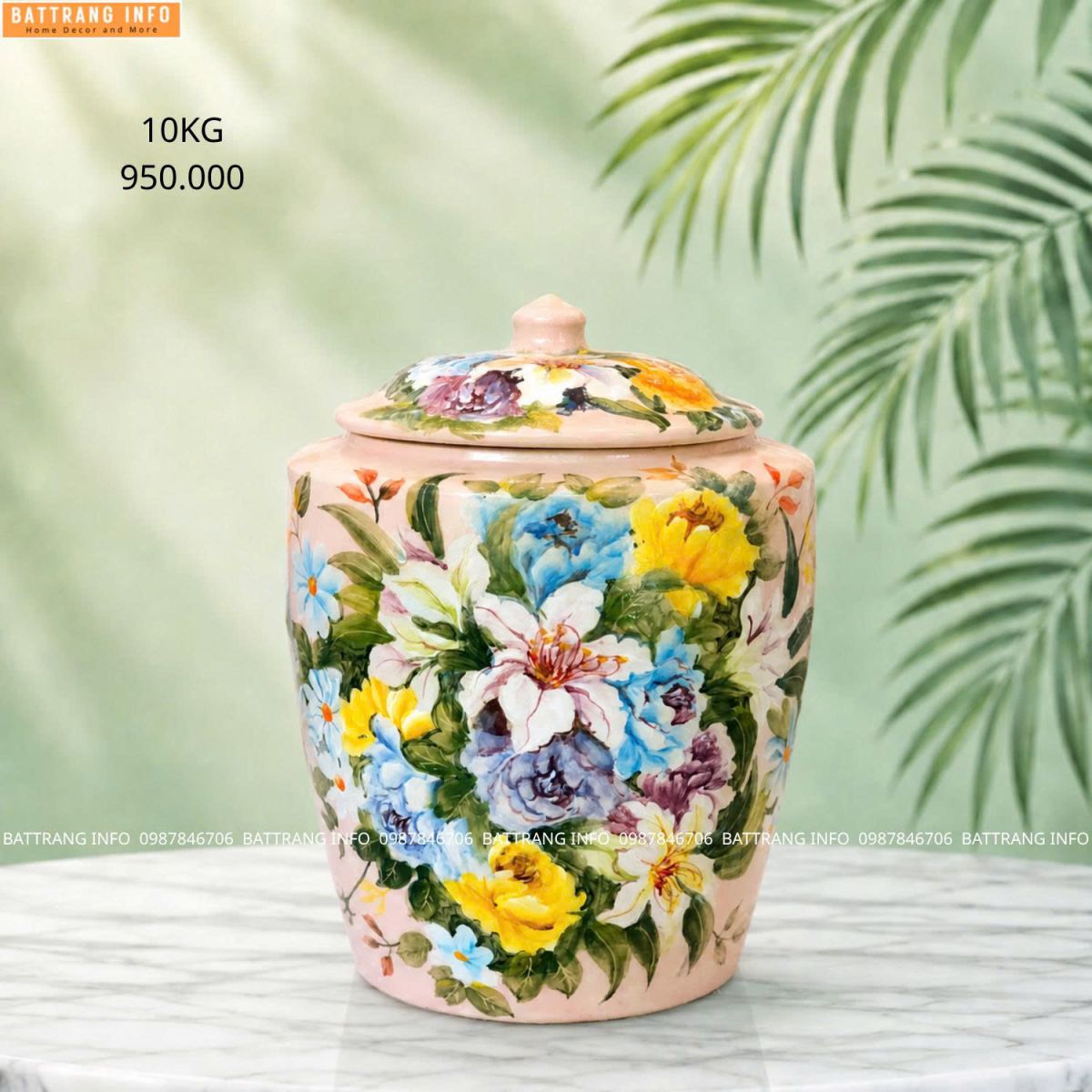 Hũ gạo Bát Tràng cao cấp 10kg
