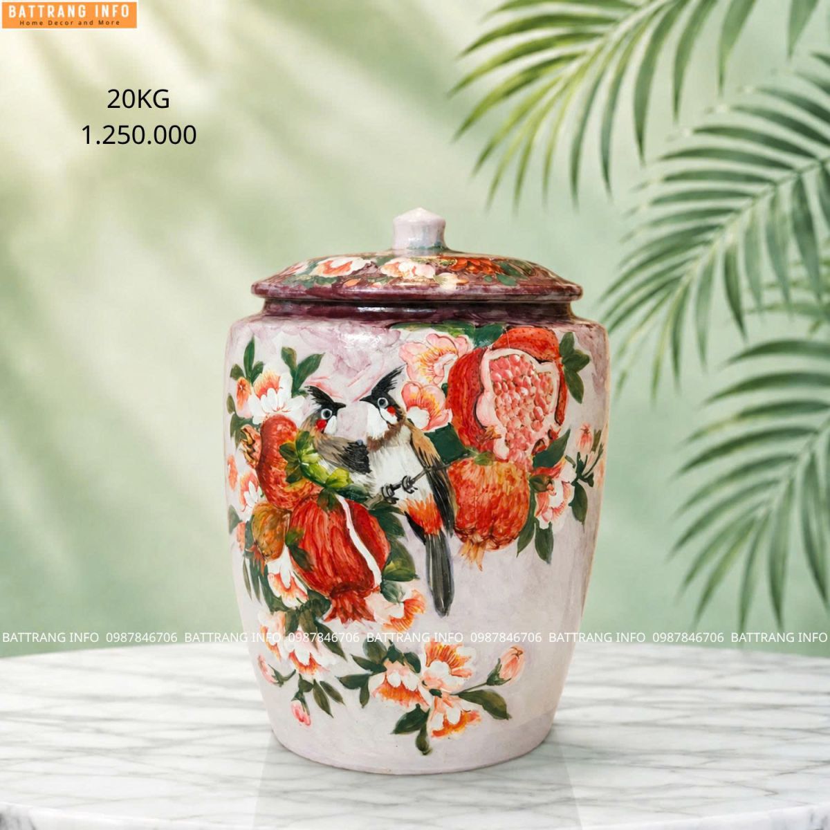 Hũ gạo Bát Tràng cao cấp – 20kg