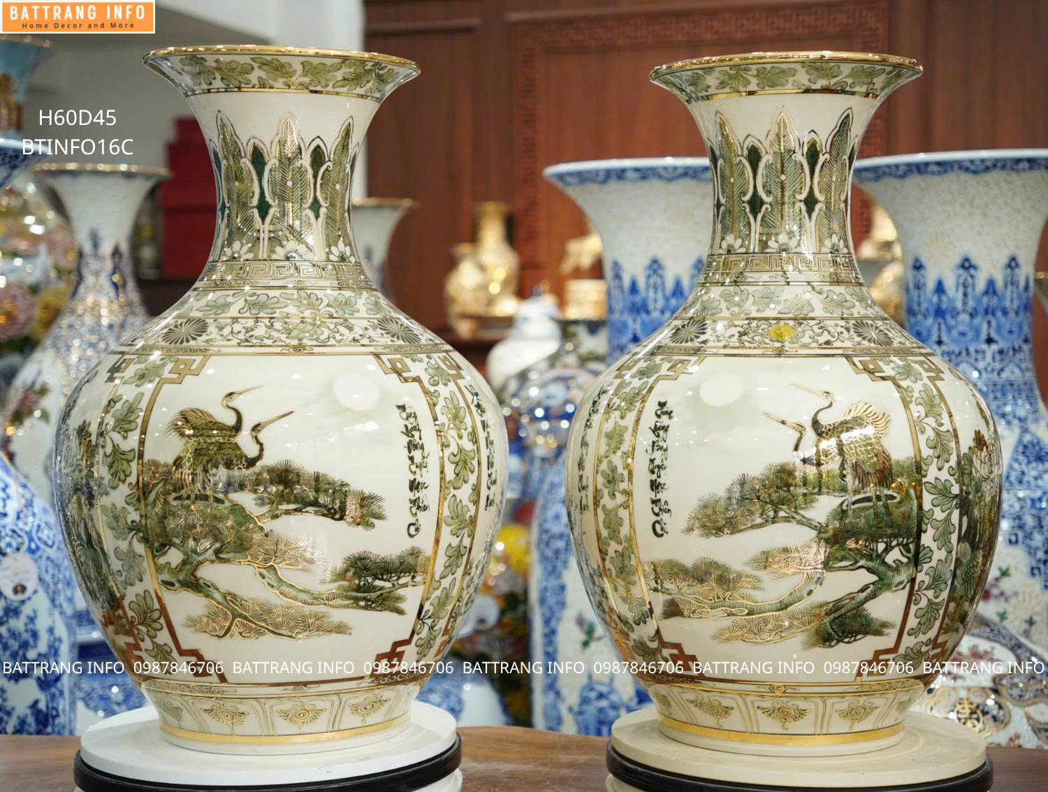 Mua Tỏi Men Hoàng Thổ Tứ Cảnh Cao 60cm Vẽ Vàng 24K Cao Cấp Bát Tràng Ở Đâu Hà Nội?
