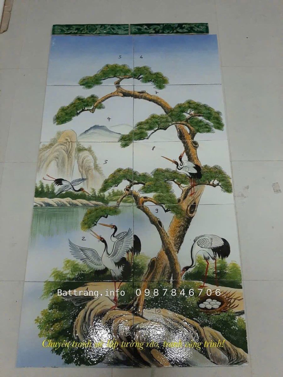 Tranh Gốm Ghép Mảnh Trang Trí Sân Vườn Gốm Bát Tràng