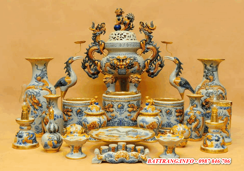 Đồ thờ gốm sứ Bát Tràng men rạn cao cấp