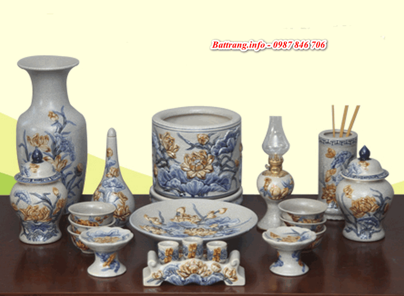Đồ thờ gốm sứ Bát Tràng men rạn