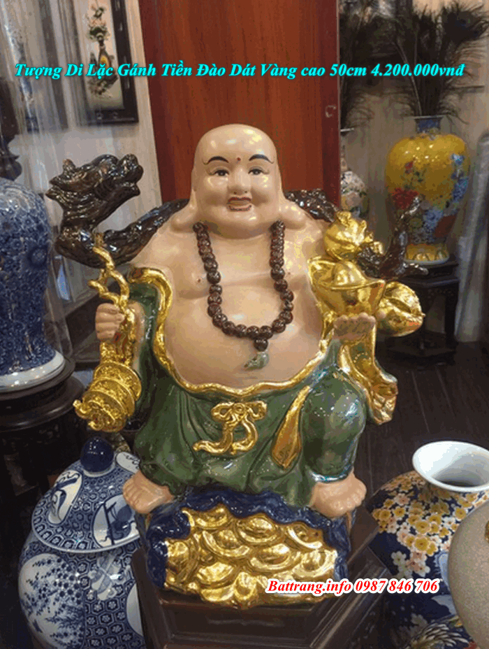 tượng Phật Di Lặc gánh tiền đào 
