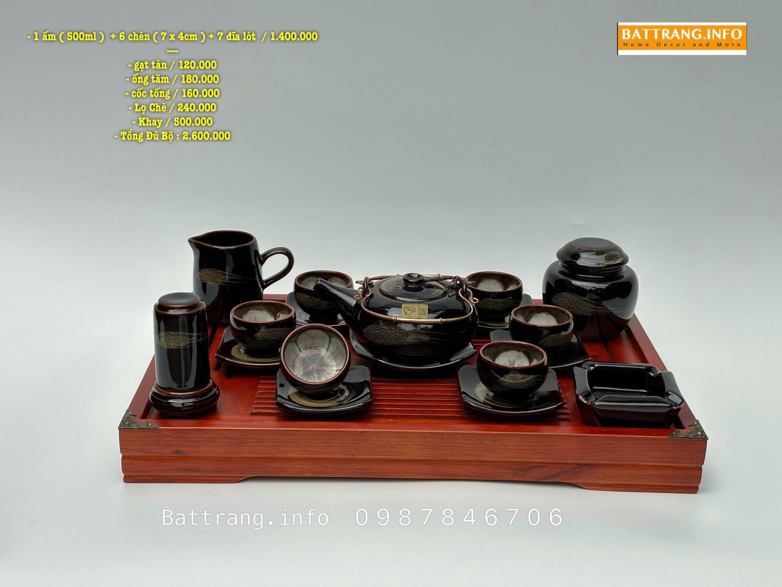 Bộ Ấm Chén Men Hoả Biến Cao Cấp Bát Tràng