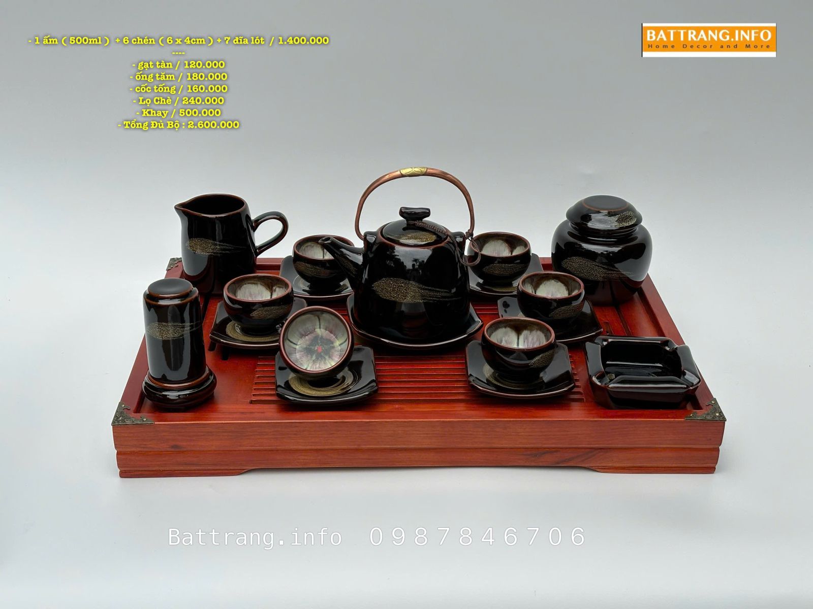 Bộ Ấm Chén Men Hoả Biến Cao Cấp Bát Tràng