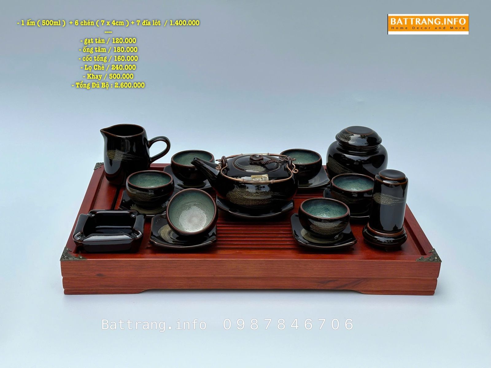 Bộ Ấm Chén Men Hoả Biến Cao Cấp Bát Tràng