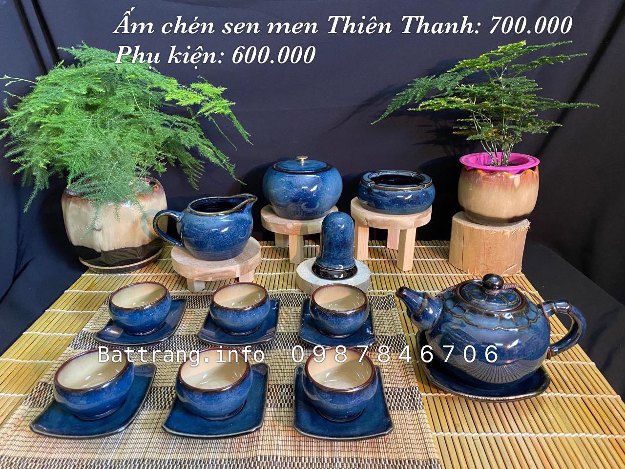 Ấm Chén Sen Men Thiên Thanh