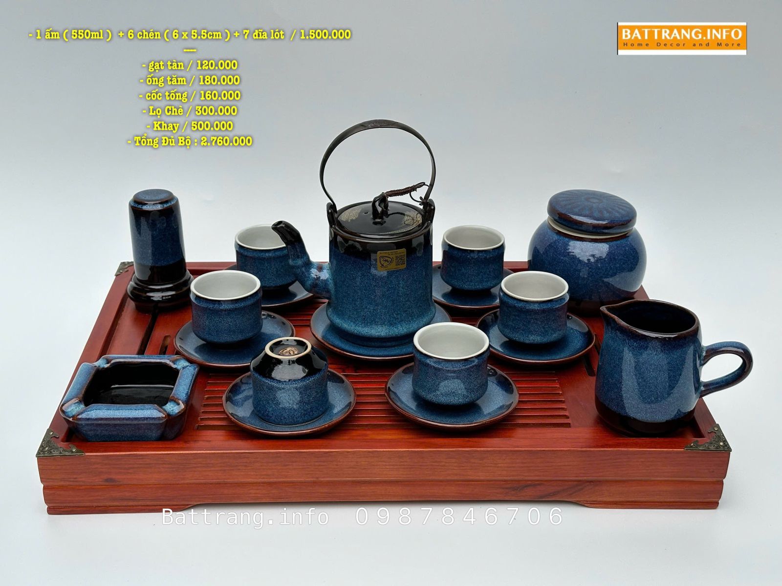 Bộ Ấm Chén Men Hoả Biến Cao Cấp Bát Tràng