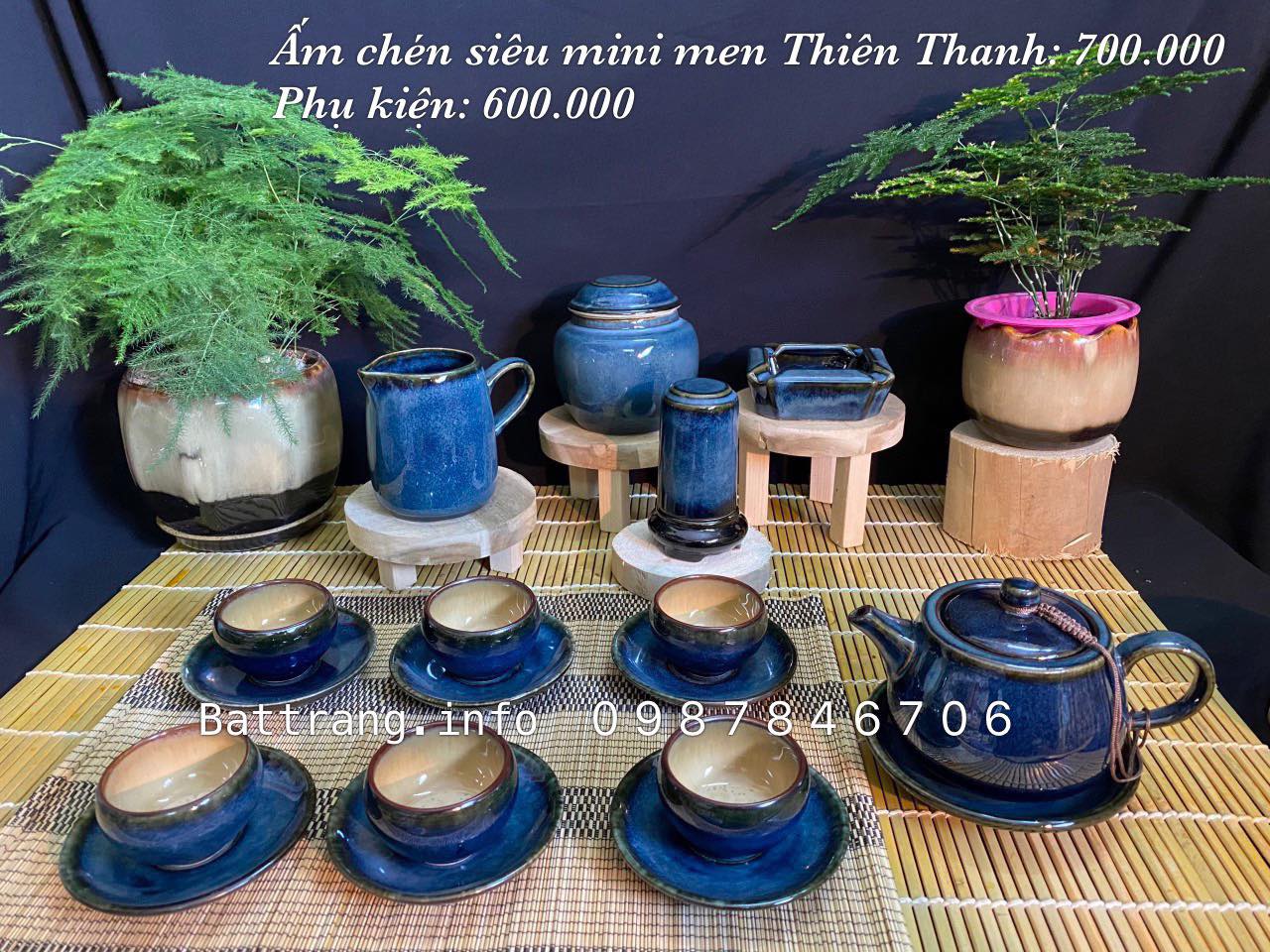 Ấm Chén Siêu MiNI Men Thiên Thanh