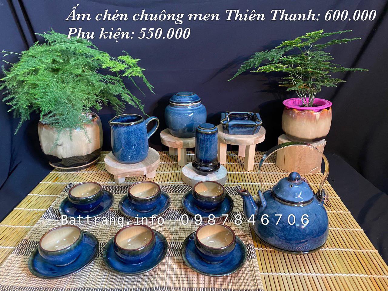 Ấm Chén Chuông Men Thiên Thanh