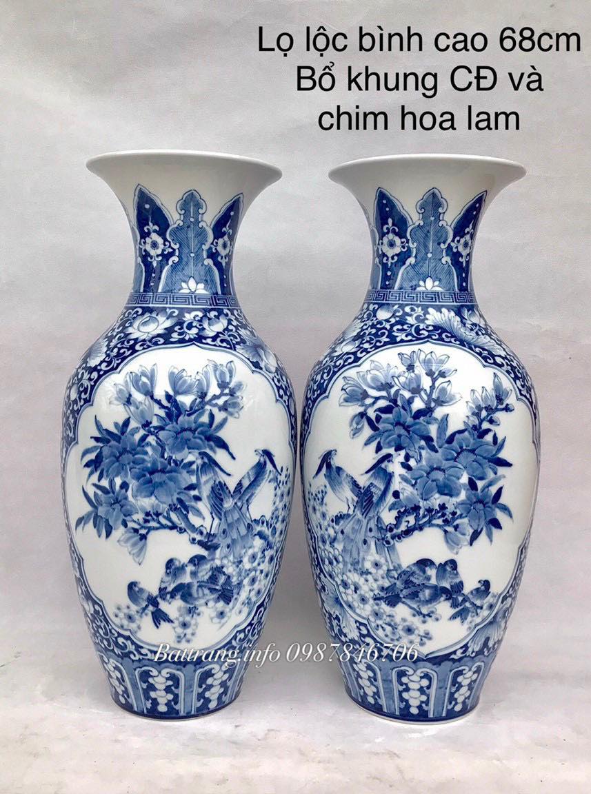 Lọ Lộc Bình Men Lam Cao 68cm