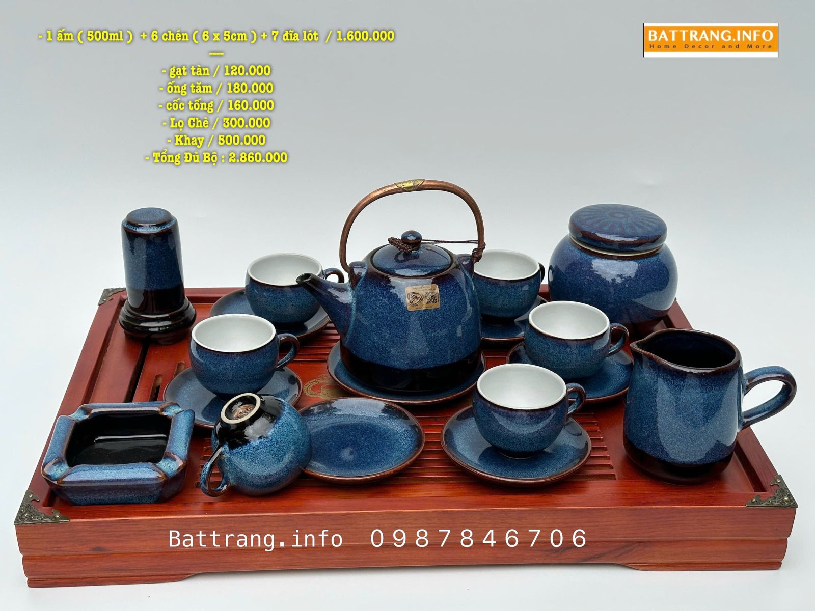 Bộ Ấm Chén Men Hoả Biến Cao Cấp Bát Tràng