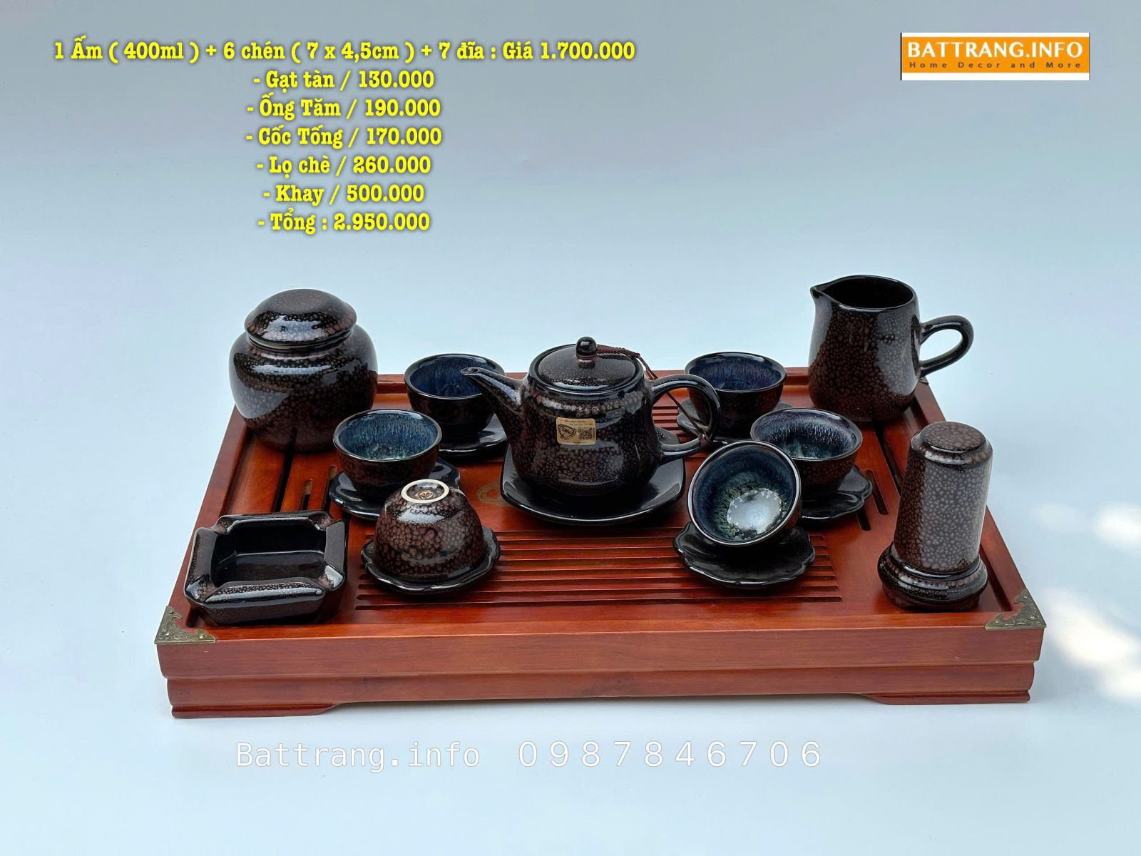 Bộ Ấm Chén Men Hoả Biến Cao Cấp Bát Tràng