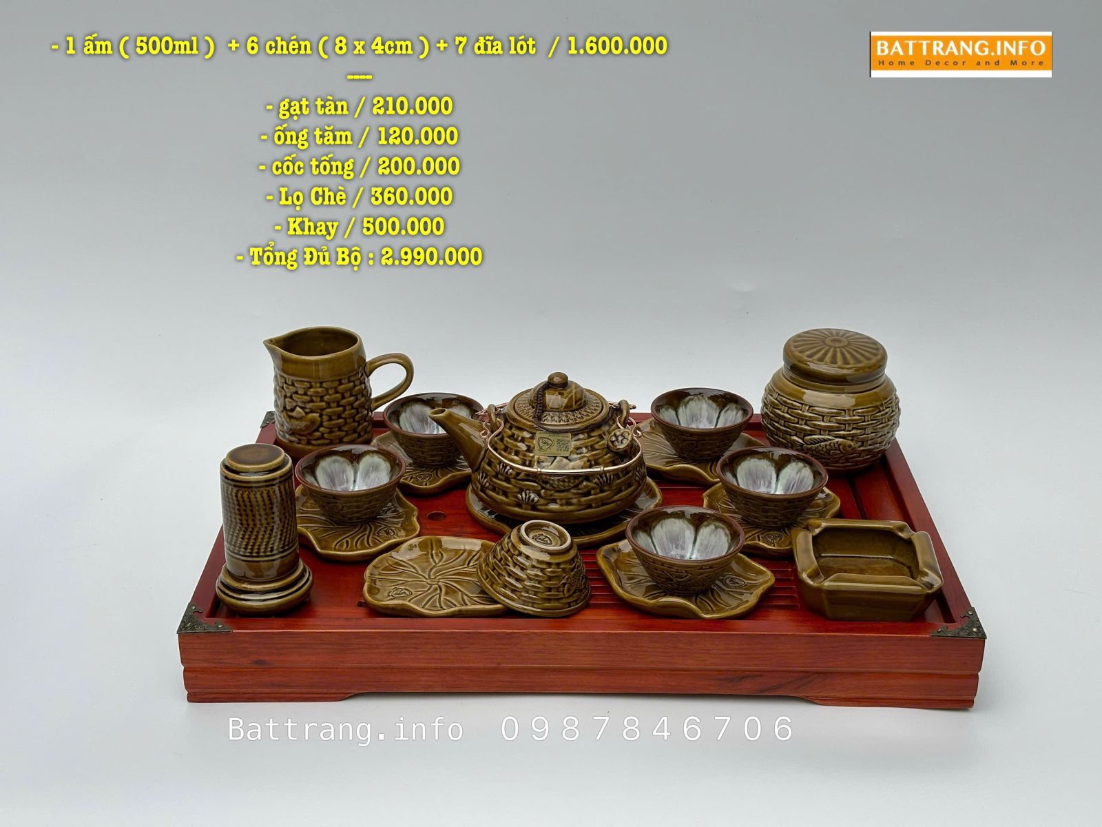 Bộ Ấm Chén Men Hoả Biến Cao Cấp Bát Tràng