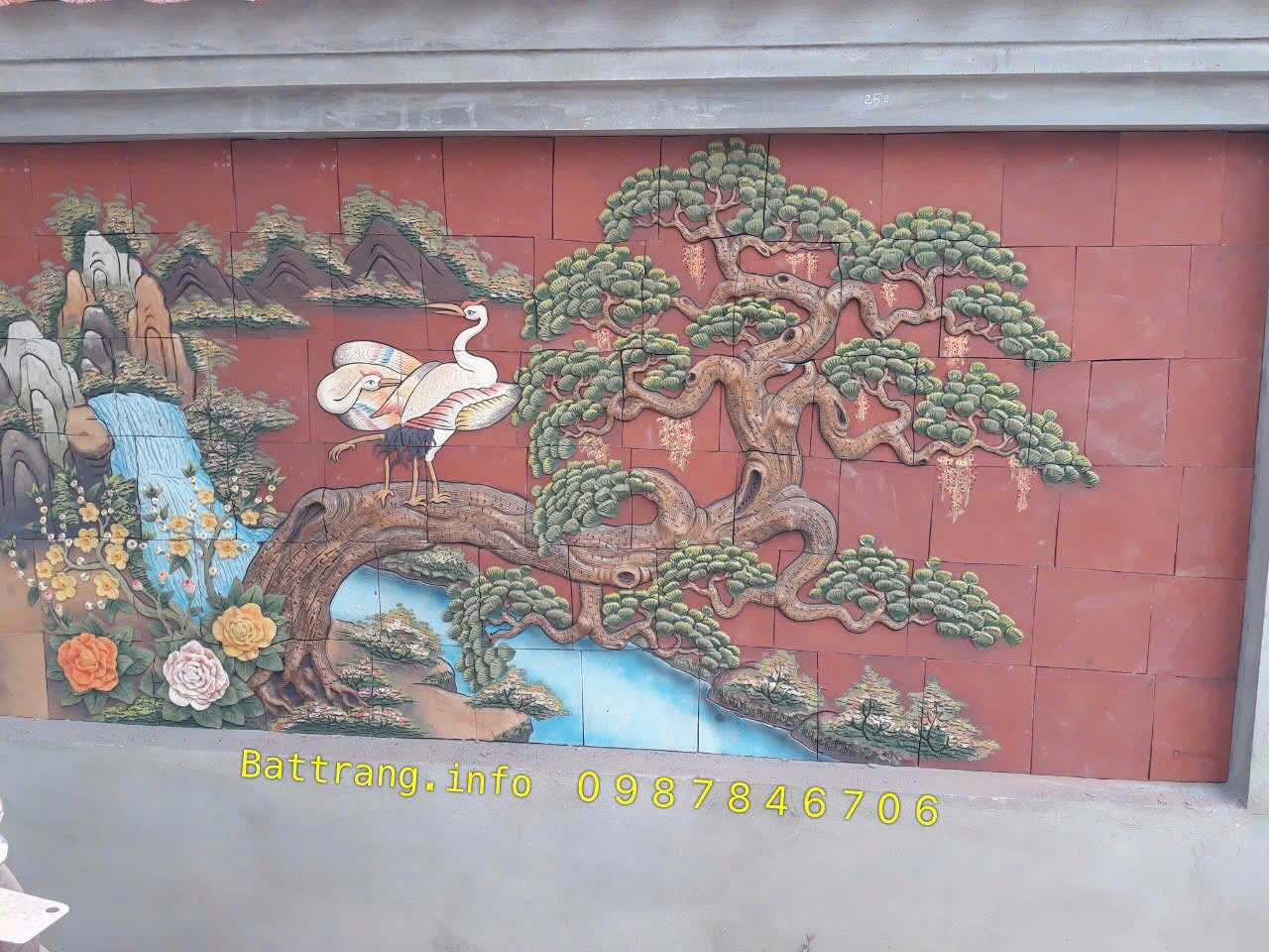 Tranh Gốm Ghép Mảnh Trang Trí Sân Vườn Gốm Bát Tràng