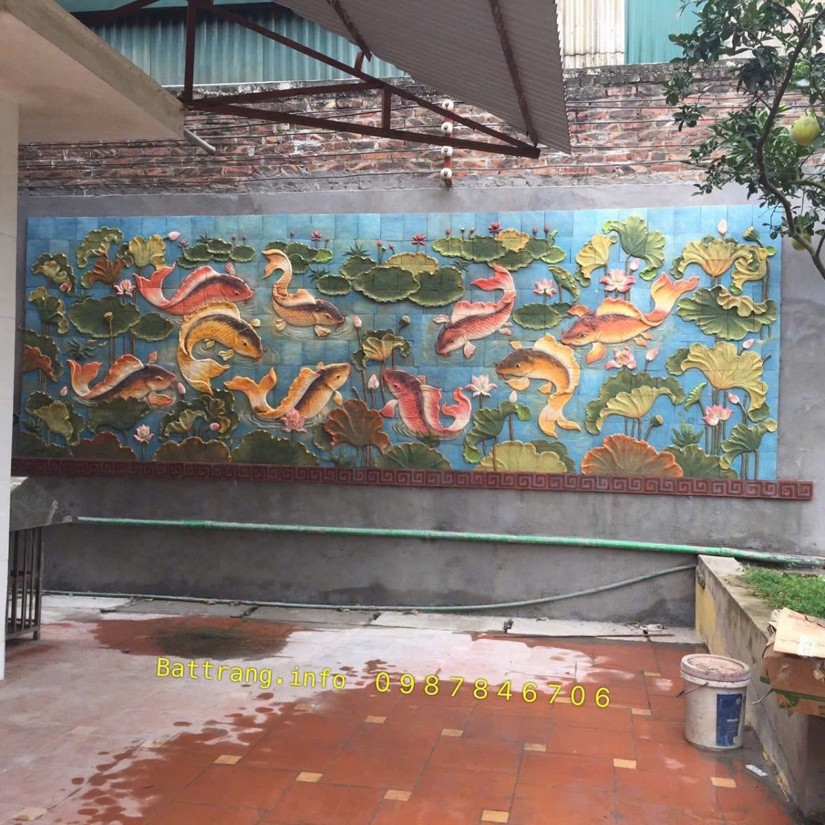 Tranh Gốm Ghép Mảnh Trang Trí Sân Vườn Gốm Bát Tràng