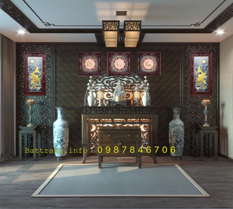 Tranh Phúc Lộc Thọ gốm sứ Bát Tràng
