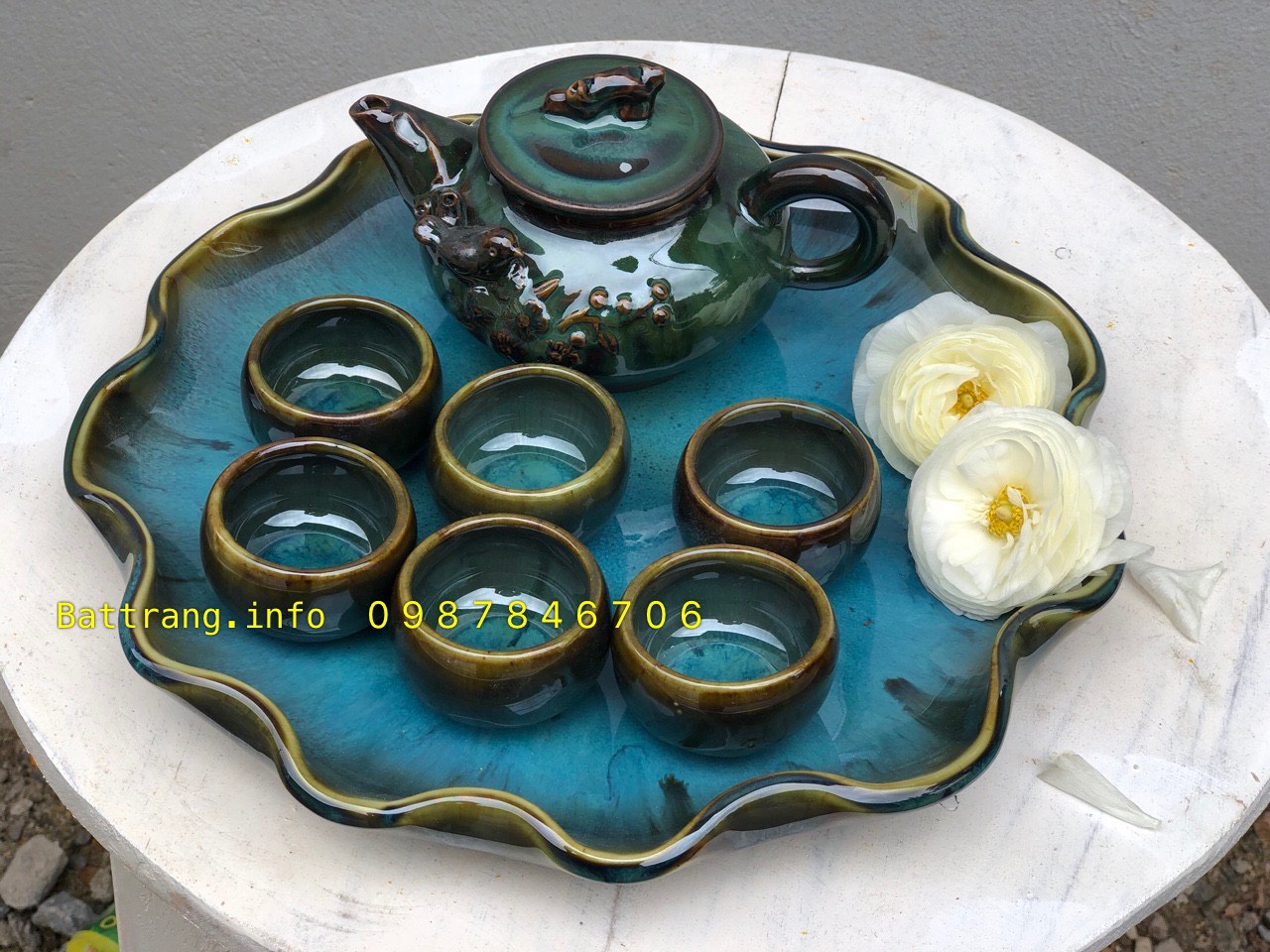 Bộ ấm pha trà gốm sứ Bát Tràng