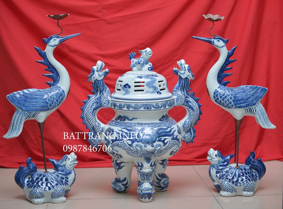 Đỉnh hạc gốm sứ Bát Tràng