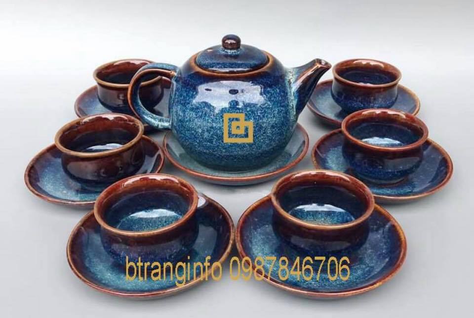 Bộ ấm chén men hỏa biến