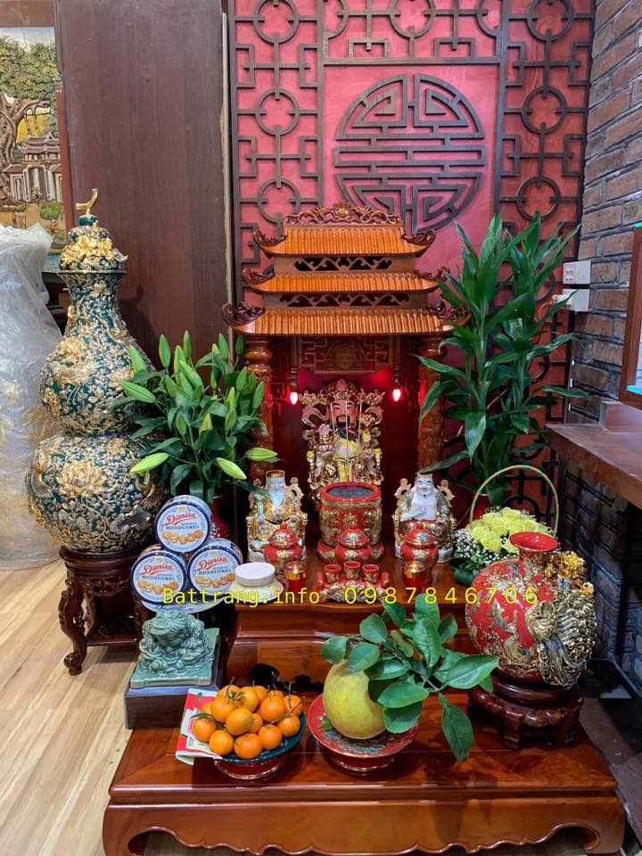 Bộ đồ thờ thần tài gốm sứ Bát Tràng