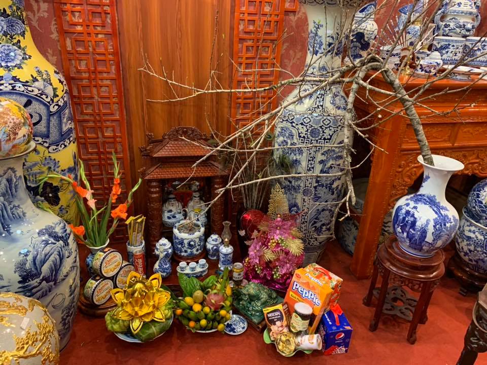 Bộ đồ thờ thần tài gốm sứ Bát Tràng