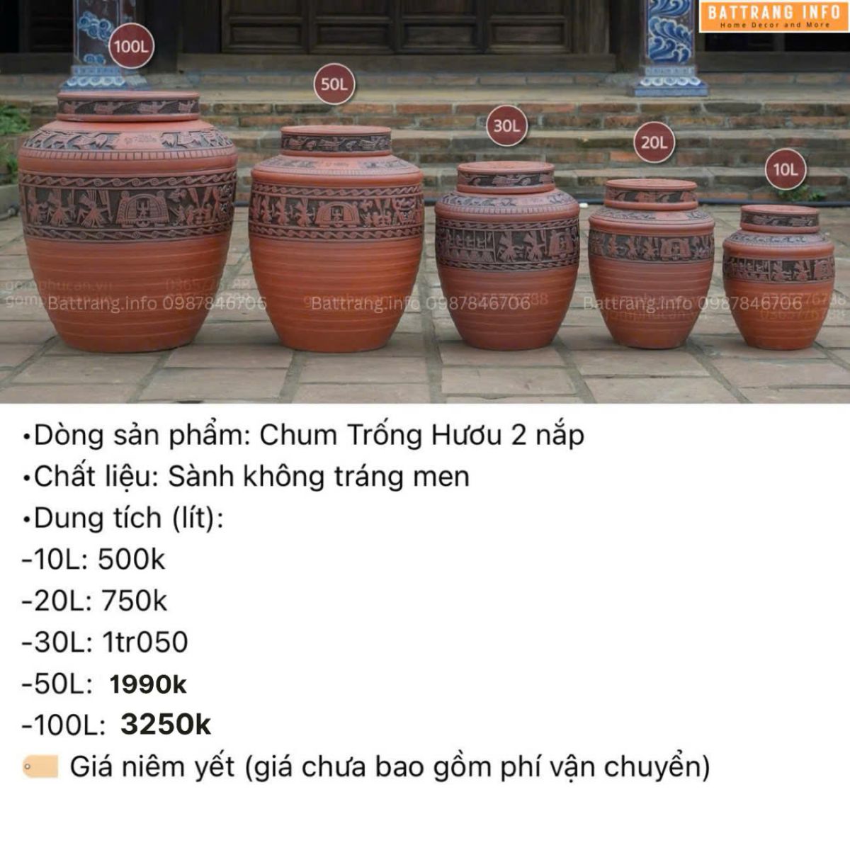 CHUM TRỐNG ĐỒNG HƯƠU 2 NẮP 20 LÍT