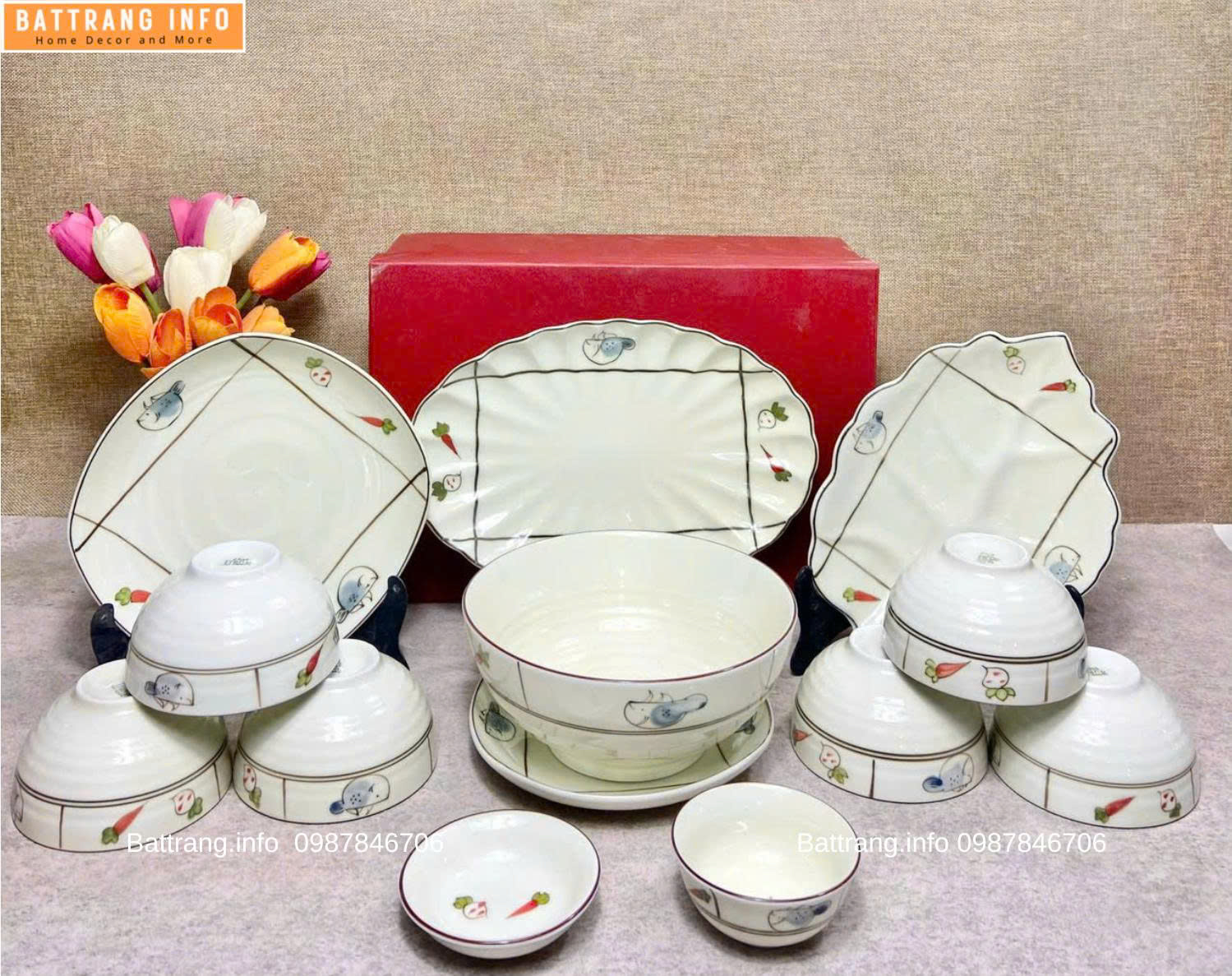 BỘ BÁT ĐĨA CÀ RỐT M884