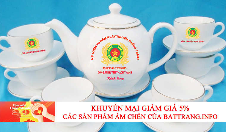 Ấm chén Bát Tràng in logo